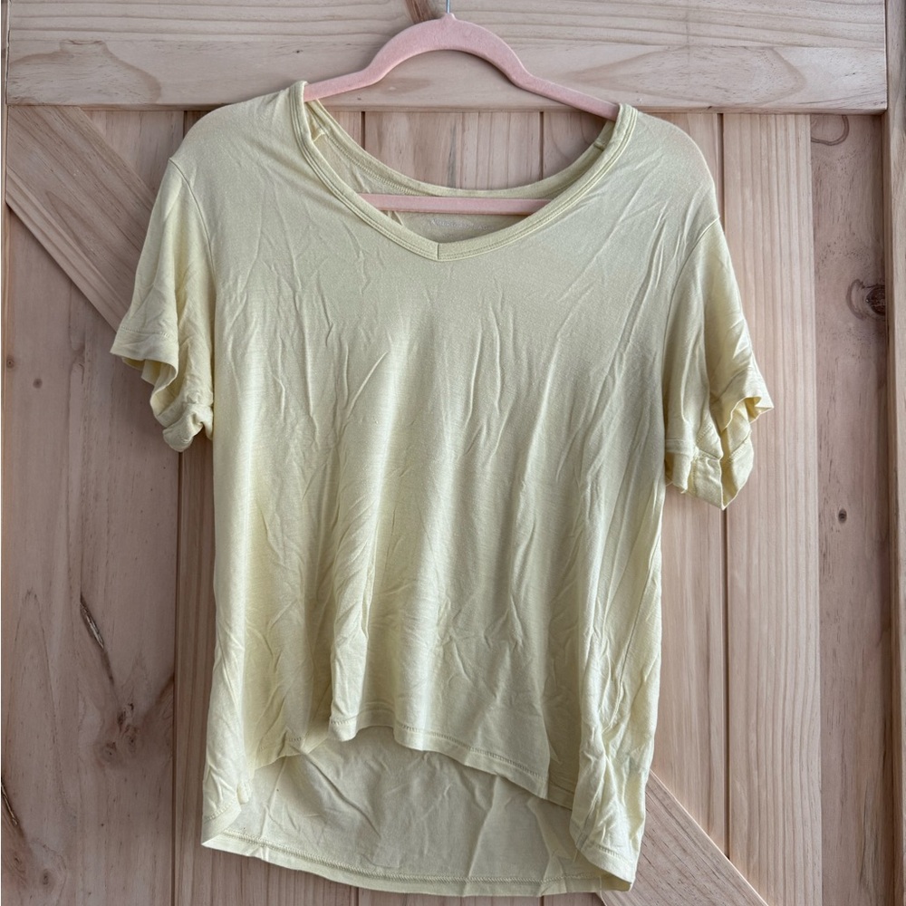 Women's Light Yellow V-Neck Top